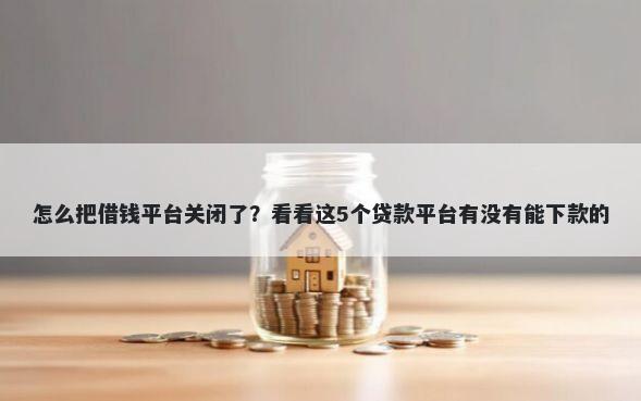 怎么把借钱平台关闭了？看看这5个贷款平台有没有能下款的
