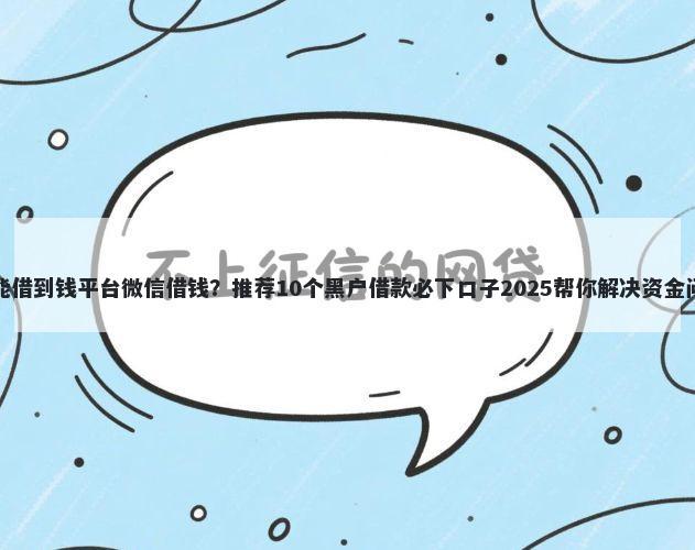 真能借到钱平台微信借钱？推荐10个黑户借款必下口子2025帮你解决资金问题