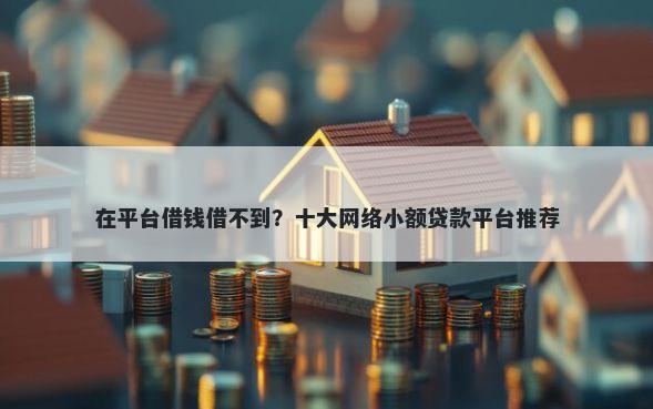 在平台借钱借不到？十大网络小额贷款平台推荐