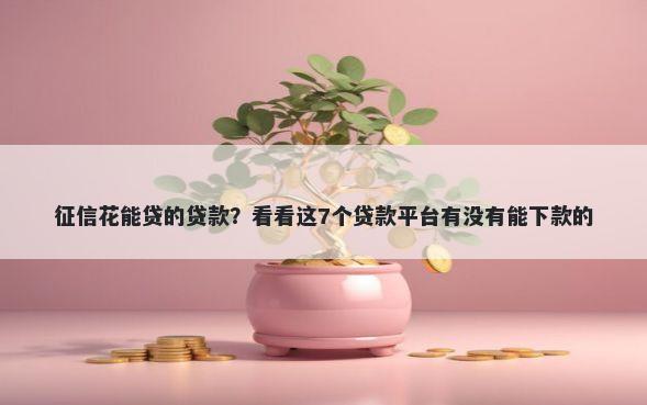 征信花能贷的贷款？看看这7个贷款平台有没有能下款的