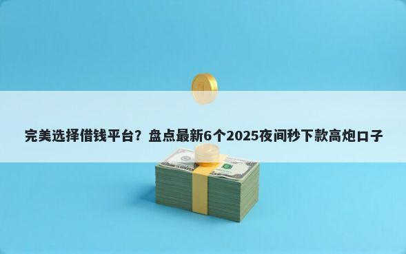 完美选择借钱平台？盘点最新6个2025夜间秒下款高炮口子