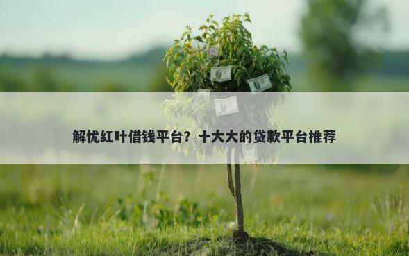 解忧红叶借钱平台？十大大的贷款平台推荐