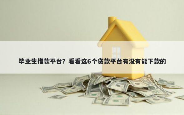 毕业生借款平台?看看这6个贷款平台有没有能下款的