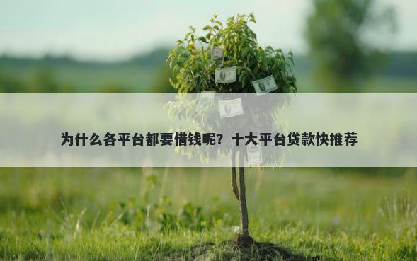 为什么各平台都要借钱呢?十大平台贷款快推荐